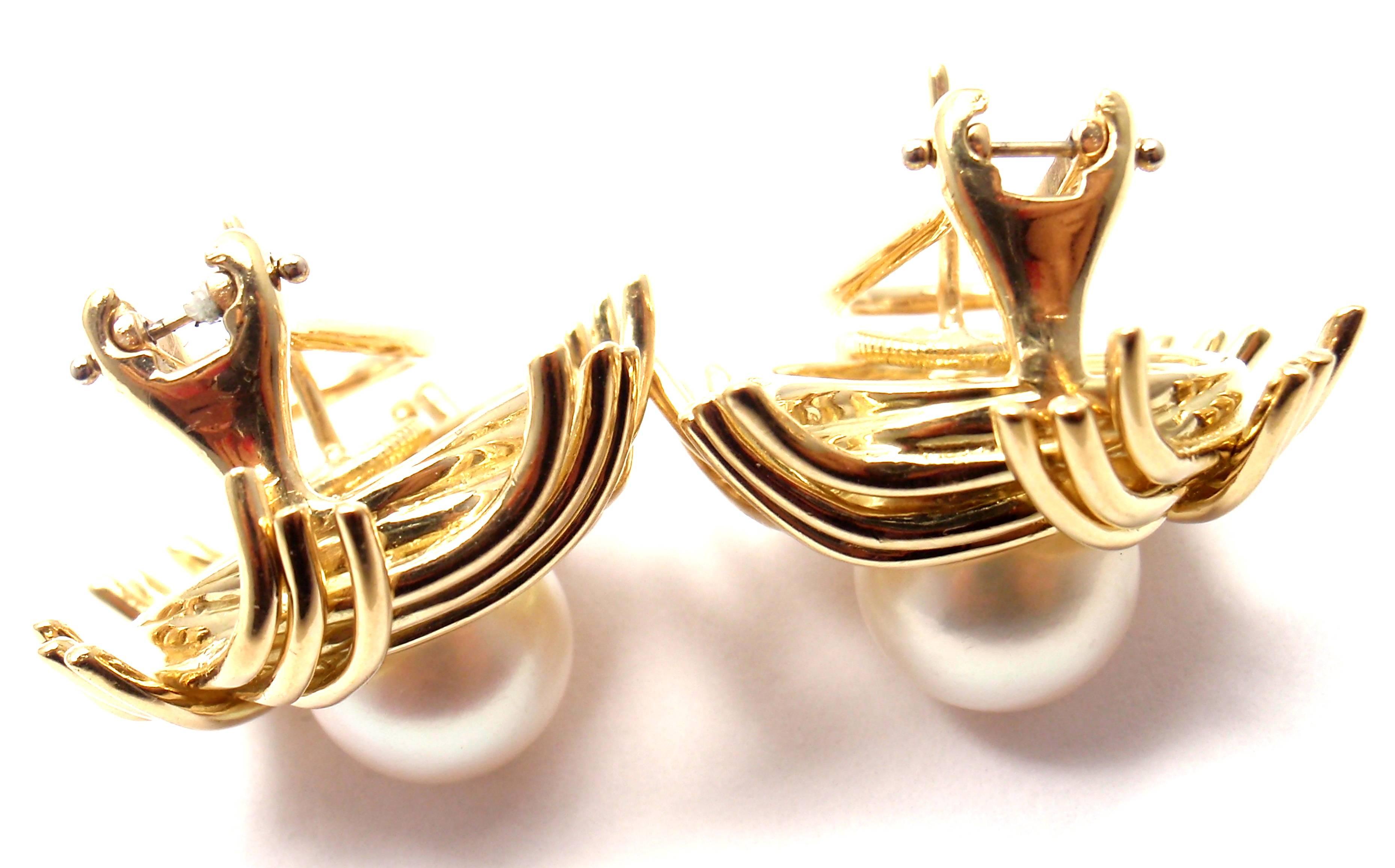 Tiffany & Co. Jean Schlumberger Pearl Yellow Gold Earrings In New Condition In Holland, PA