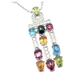 Bvlgari Bulgari Collier Allegra en or blanc avec diamants et pierres de couleur