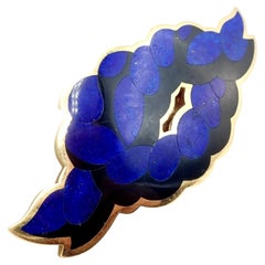 Tiffany & Co. Cummings Lapis-Onyx-Brosche mit Seilknoten im maritimen Stil in Gelbgold