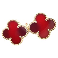 Van Cleef & Arpels Vintage Alhambra Ohrringe aus Gelbgold mit rotem Achat