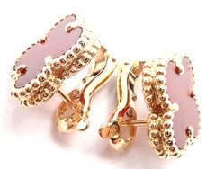 Van Cleef & Arpels Vintage Alhambra Ohrringe aus Gelbgold mit rotem Achat