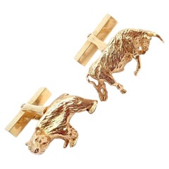Tiffany & Co. Yellow Gold Stock Market Bull Bear Cufflinks