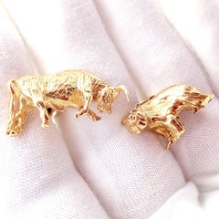 Tiffany & Co. Yellow Gold Stock Market Bull Bear Cufflinks