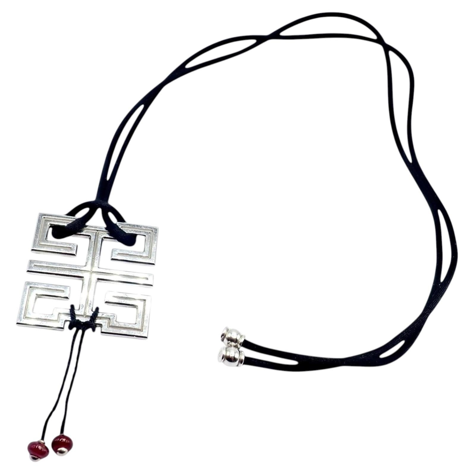 Cartier Le Baiser Du Dragon White Gold Ruby Silk Cord Necklace For Sale