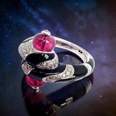 Bague Cartier « Beautés du Monde » en or blanc, diamants, rubellite et onyx