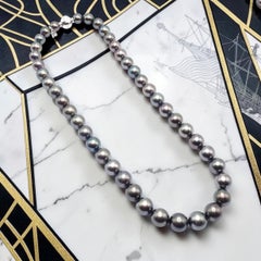 Mikimoto White Gold Diamond Large Tahitian South Sea Pearl Strand Necklace