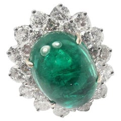 Craig Drake Large Emerald Diamond White Gold Cocktail Ring