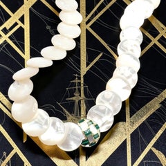 Tiffany & Co Cummings Yellow Gold Mother Of Pearl Malachite Inlaid Necklace
