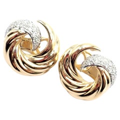 Verdura Ohrringe aus Gelbgold mit Diamanten im Wirbel-Design
