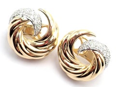 Verdura Ohrringe aus Gelbgold mit Diamanten im Wirbel-Design
