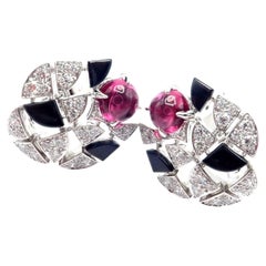 Cartier „Beautés du Monde“ Ohrringe aus Weißgold mit Diamanten, Rubellit und Onyx