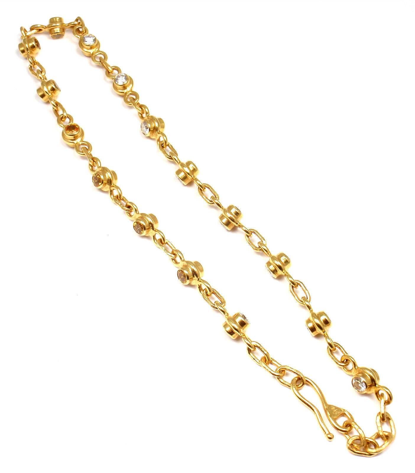 Jean Mahie Diamond Yellow Sapphire Reversible Link Necklace 5