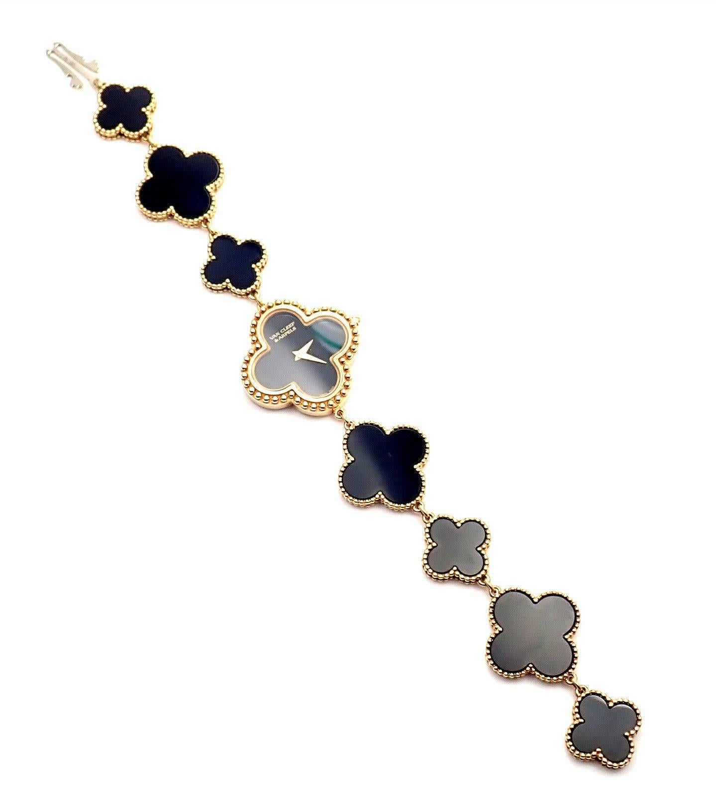 Van Cleef and Arpels Yellow Gold Black Onyx Vintage Alhambra Bracelet ...