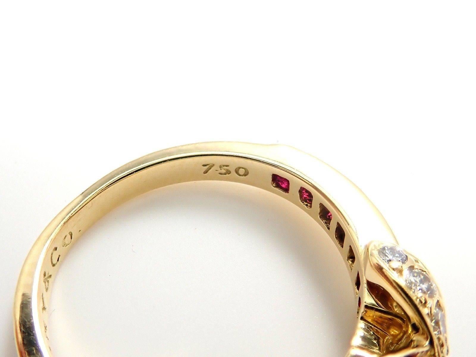 Tiffany & Co. Ruby Diamond Gold X Yellow Gold Band Ring In New Condition In Holland, PA