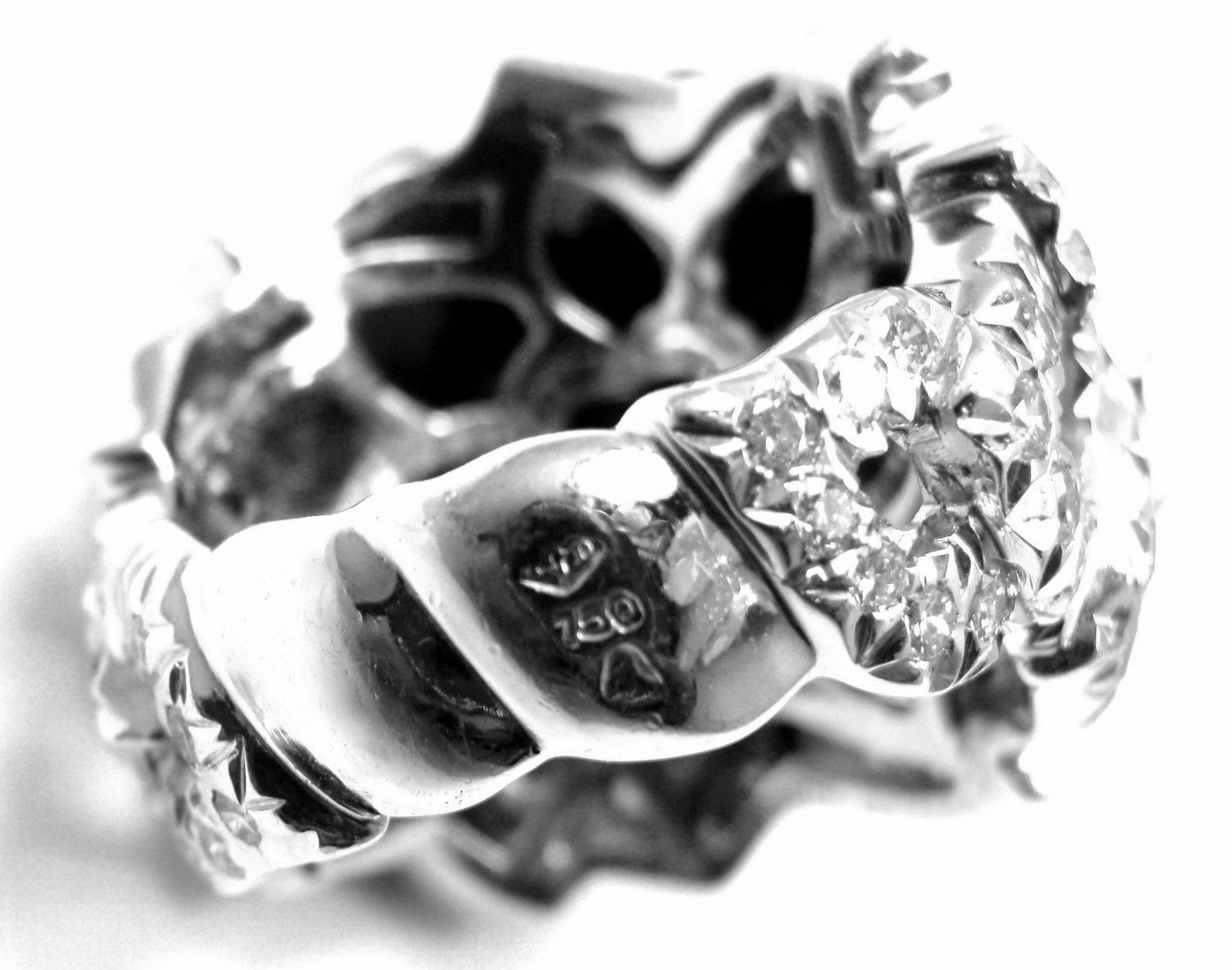 Chanel Camelia Camellia Flower Diamond Onyx White Gold Ring 4