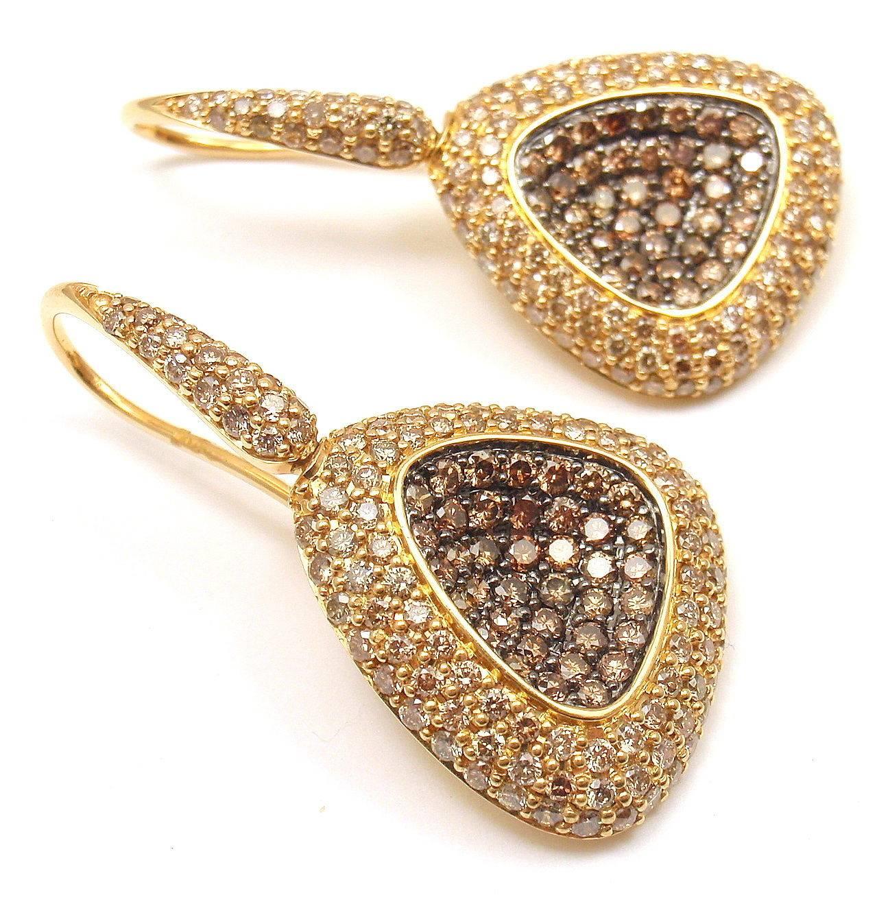 Women's Roberto Coin Capri Plus Cognac Diamond Pave Gold Drop Earrings