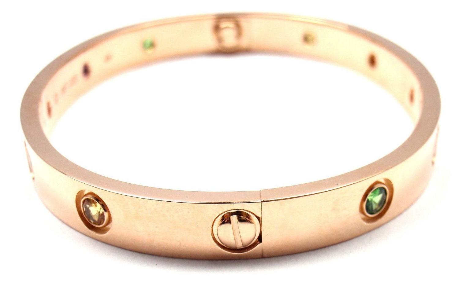 Cartier MultiGem Gold Love Bangle Bracelet at 1stdibs