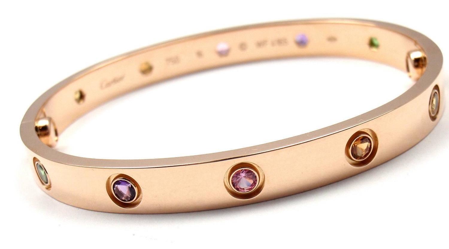 Cartier MultiGem Gold Love Bangle Bracelet at 1stdibs