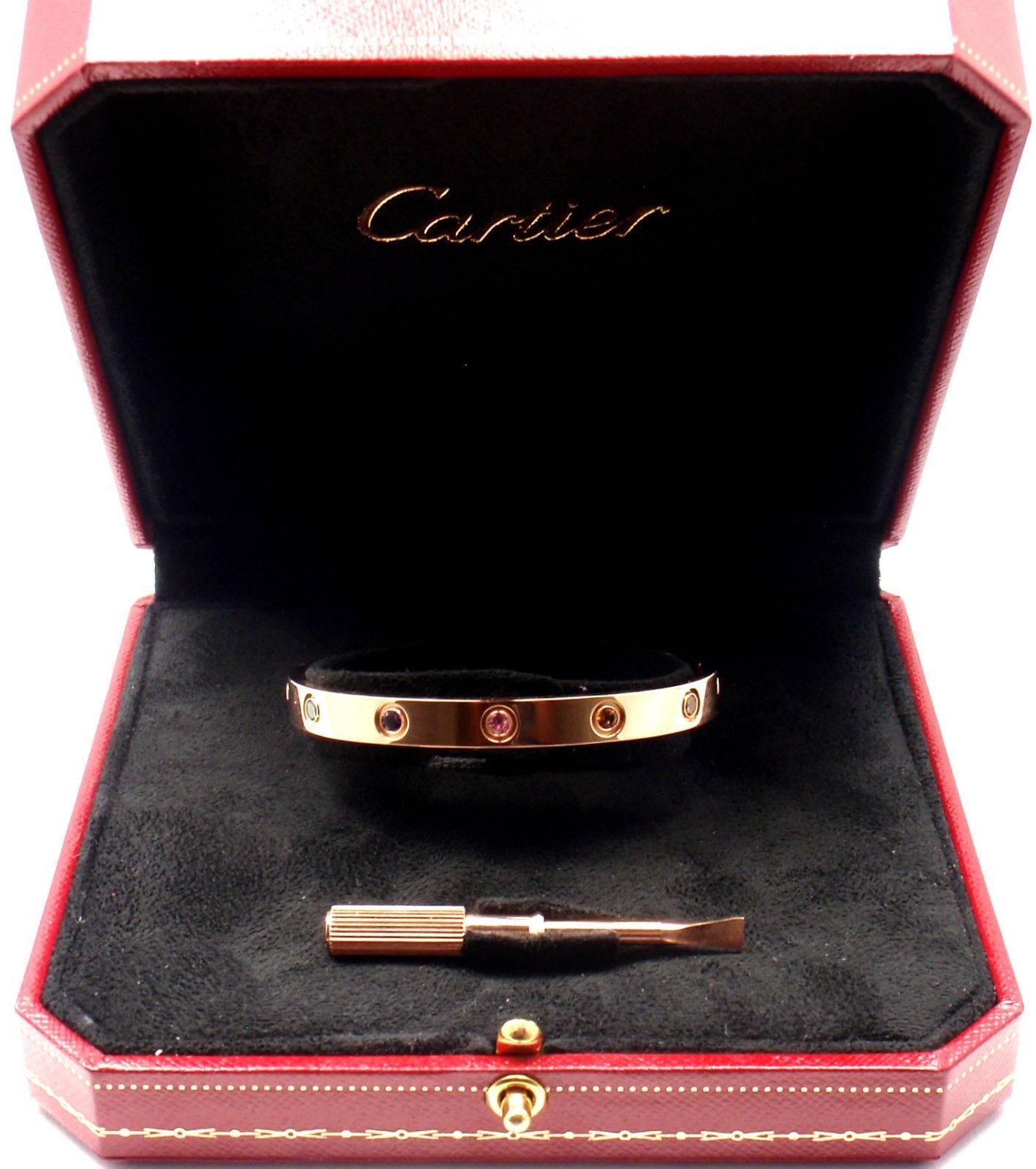 Cartier Multi-Gem Gold Love Bangle Bracelet 1