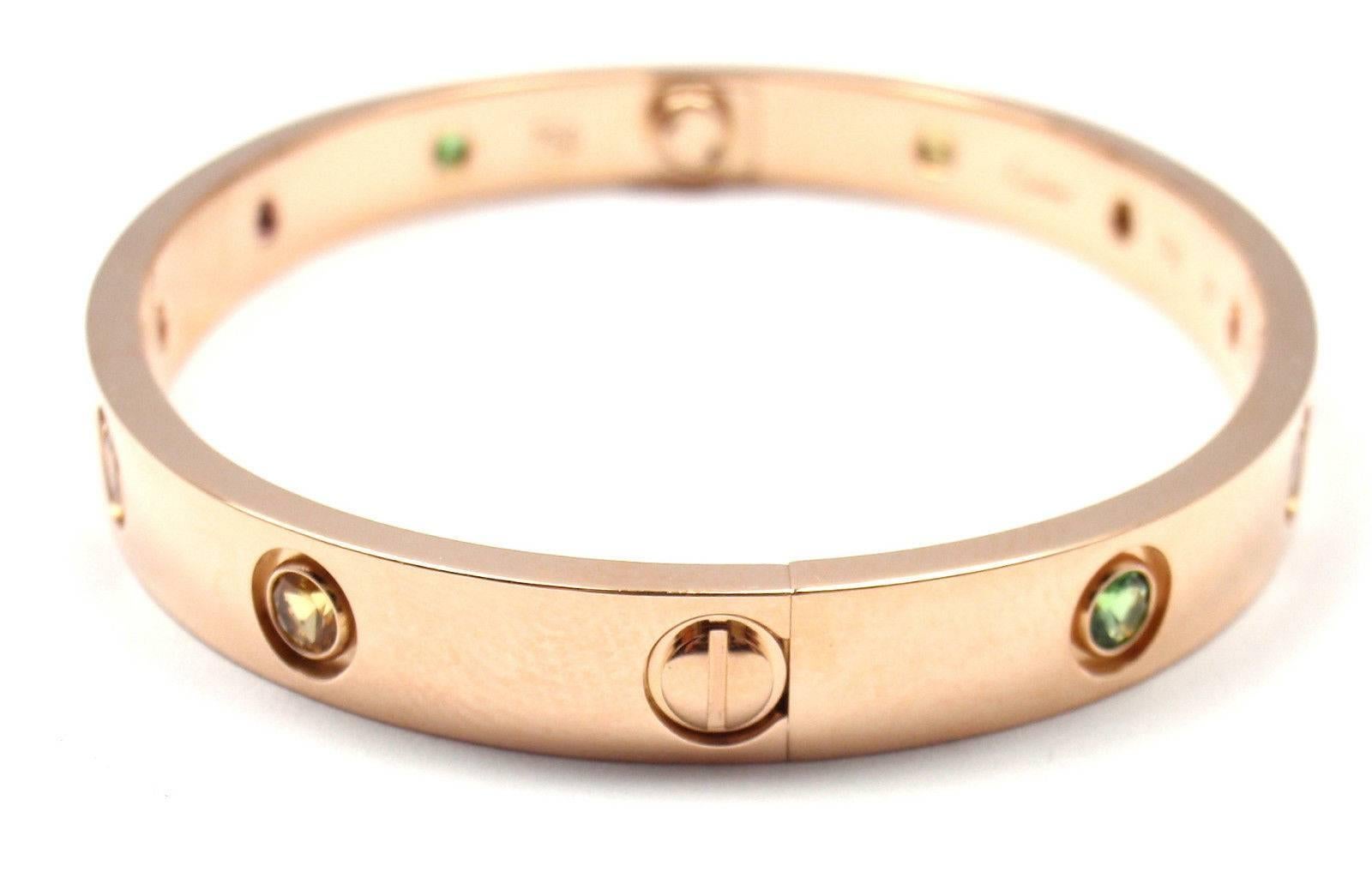 Women's Cartier Multi-Gem Gold Love Bangle Bracelet