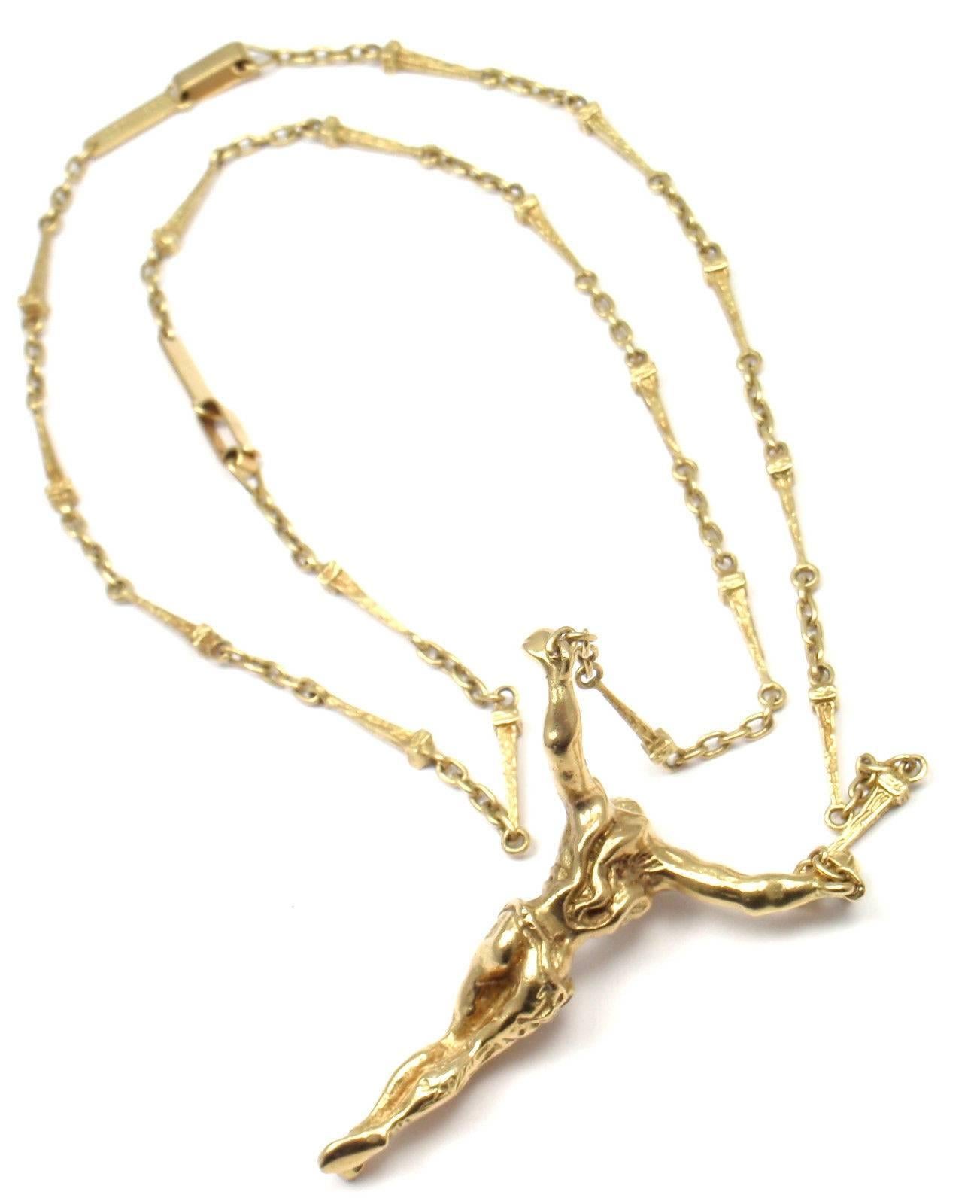 Women's Salvador Dali Christ Saint John On The Cross Gold Necklace Bracelet