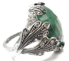 Cathy Waterman Anello da Cocktail in Platino con Diamante Smeraldo Grande