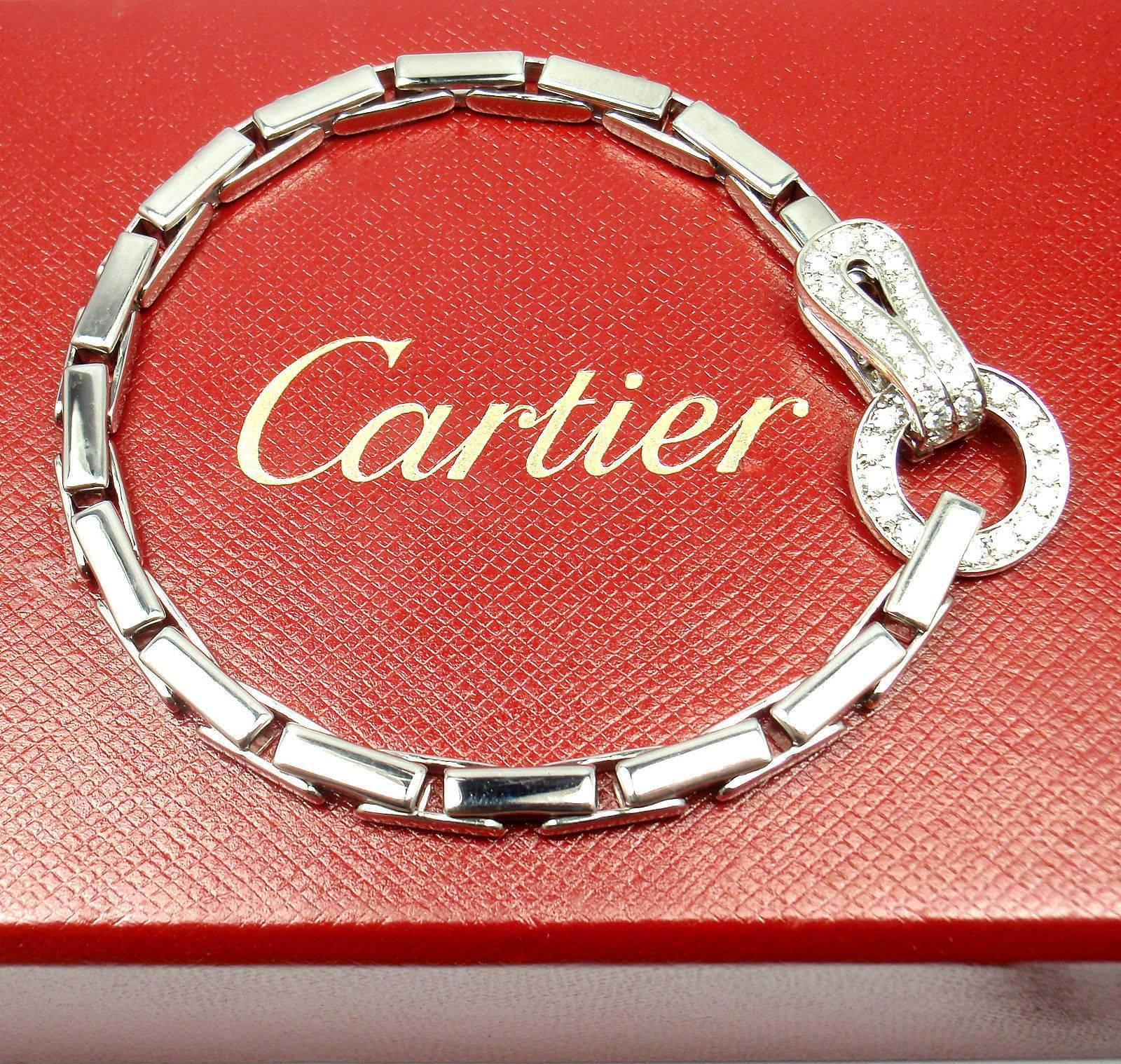 CARTIER Agrafe Diamond White Gold Bracelet 4