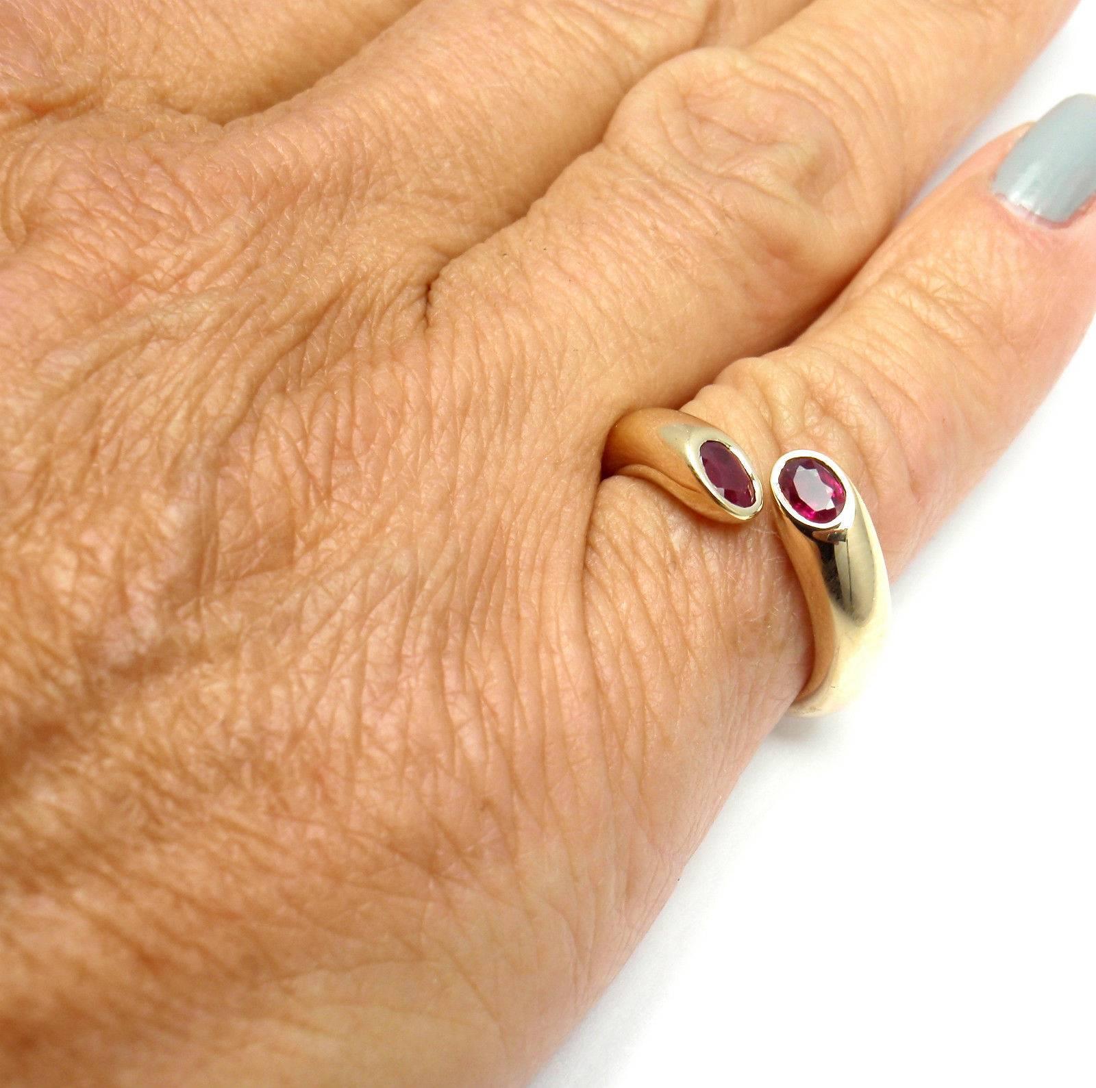 Women's Cartier Ruby Ellipse Deux Tetes Croisees Bypass Yellow Gold Band Ring