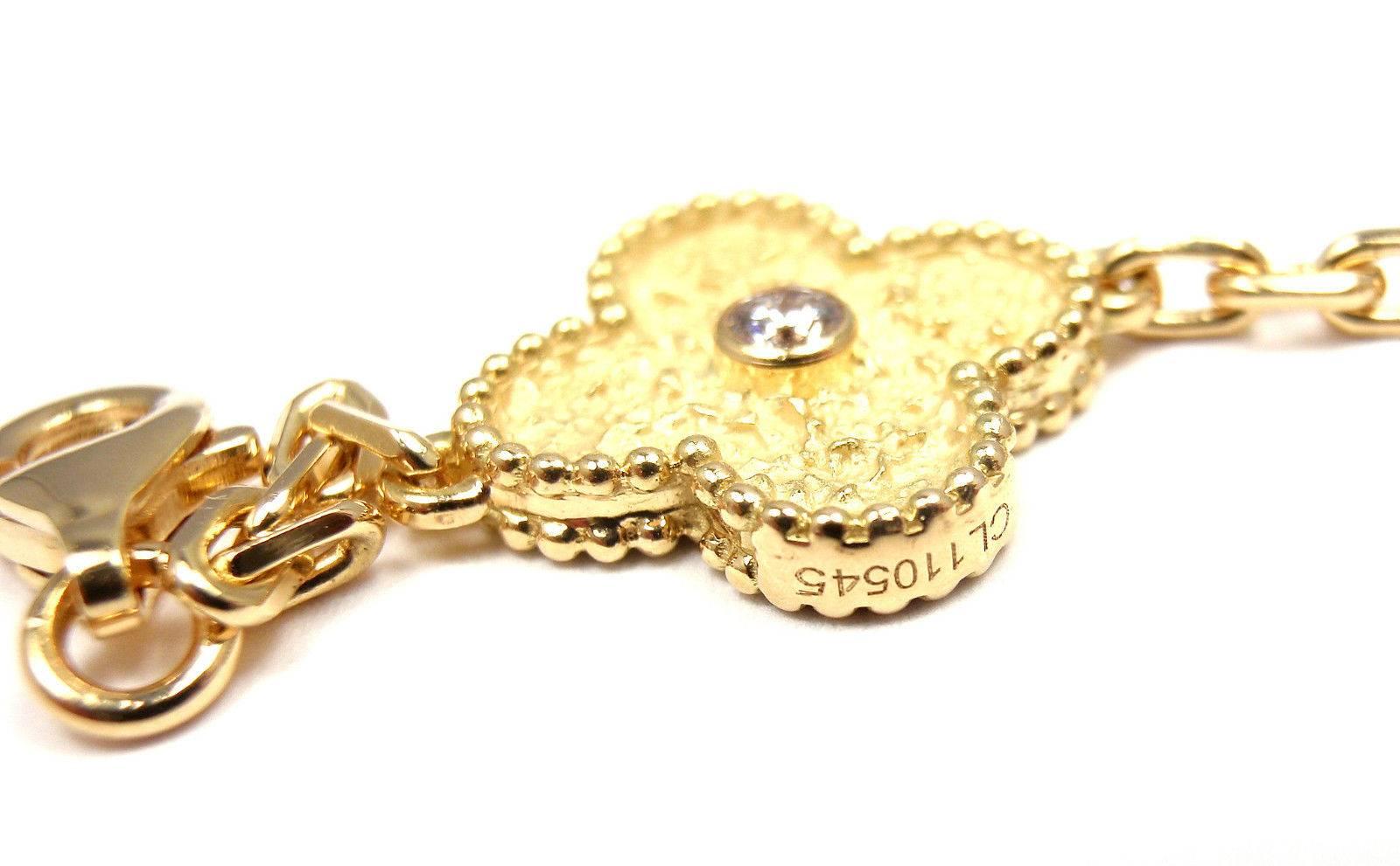Van Cleef & Arpels 10 Motif Vintage Alhambra Diamond Yellow Gold Necklace 1