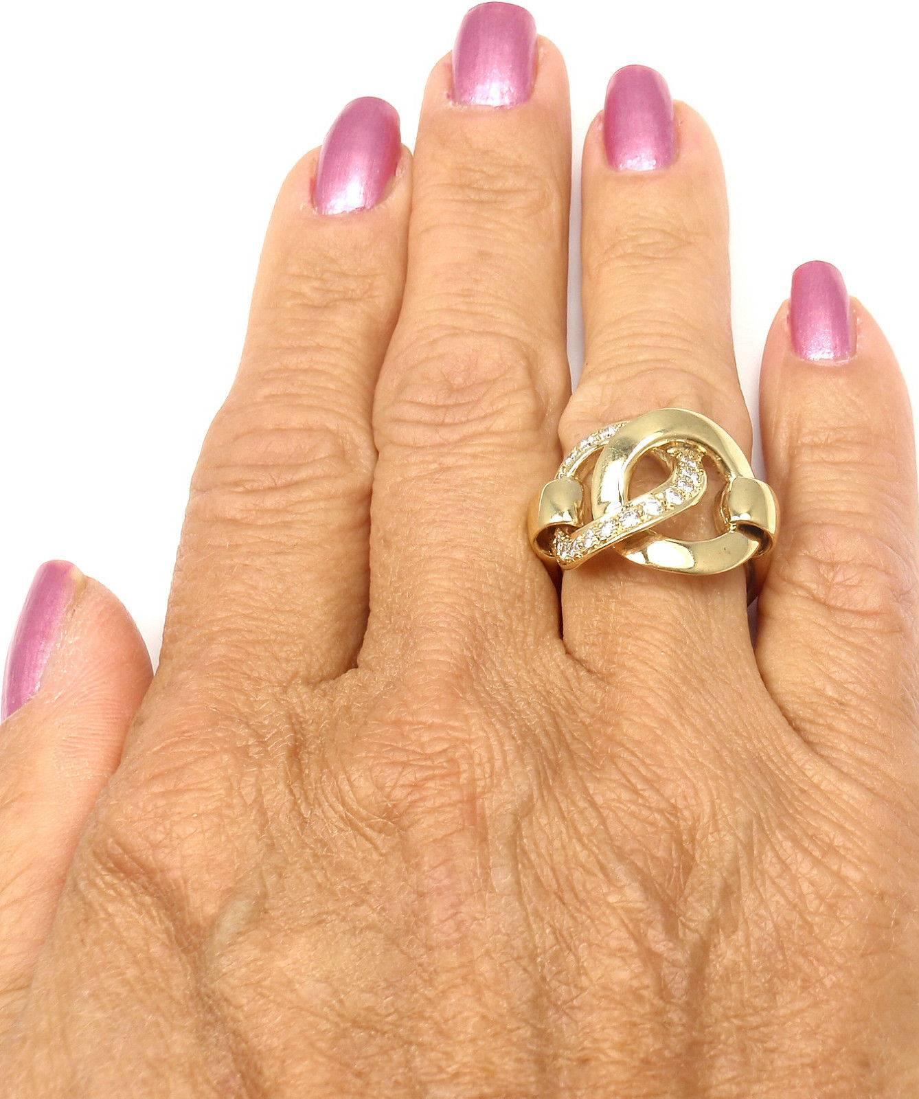 Hermes Diamond Large Yellow Gold Ring 5