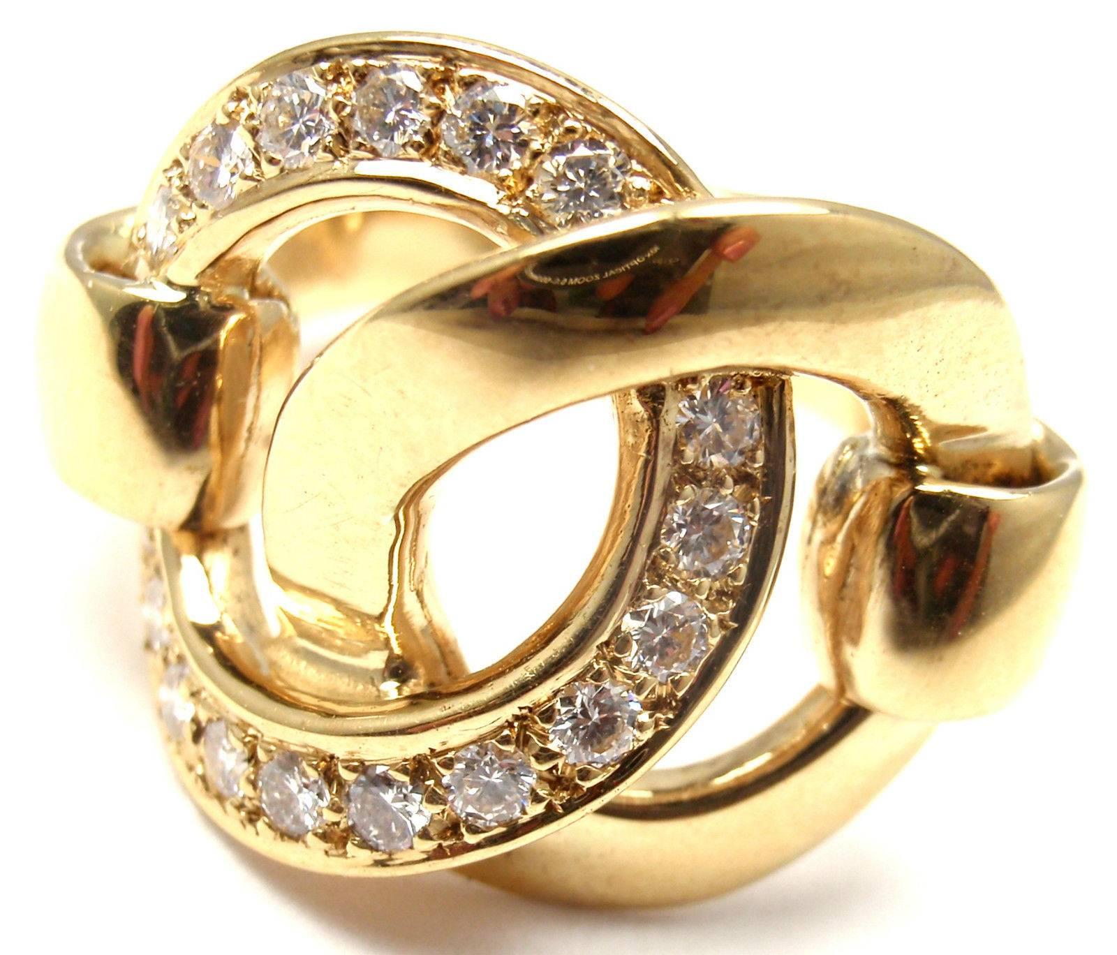 Hermes Diamond Large Yellow Gold Ring 1