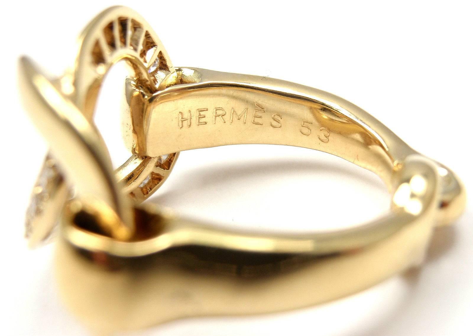 Hermes Diamond Large Yellow Gold Ring 2