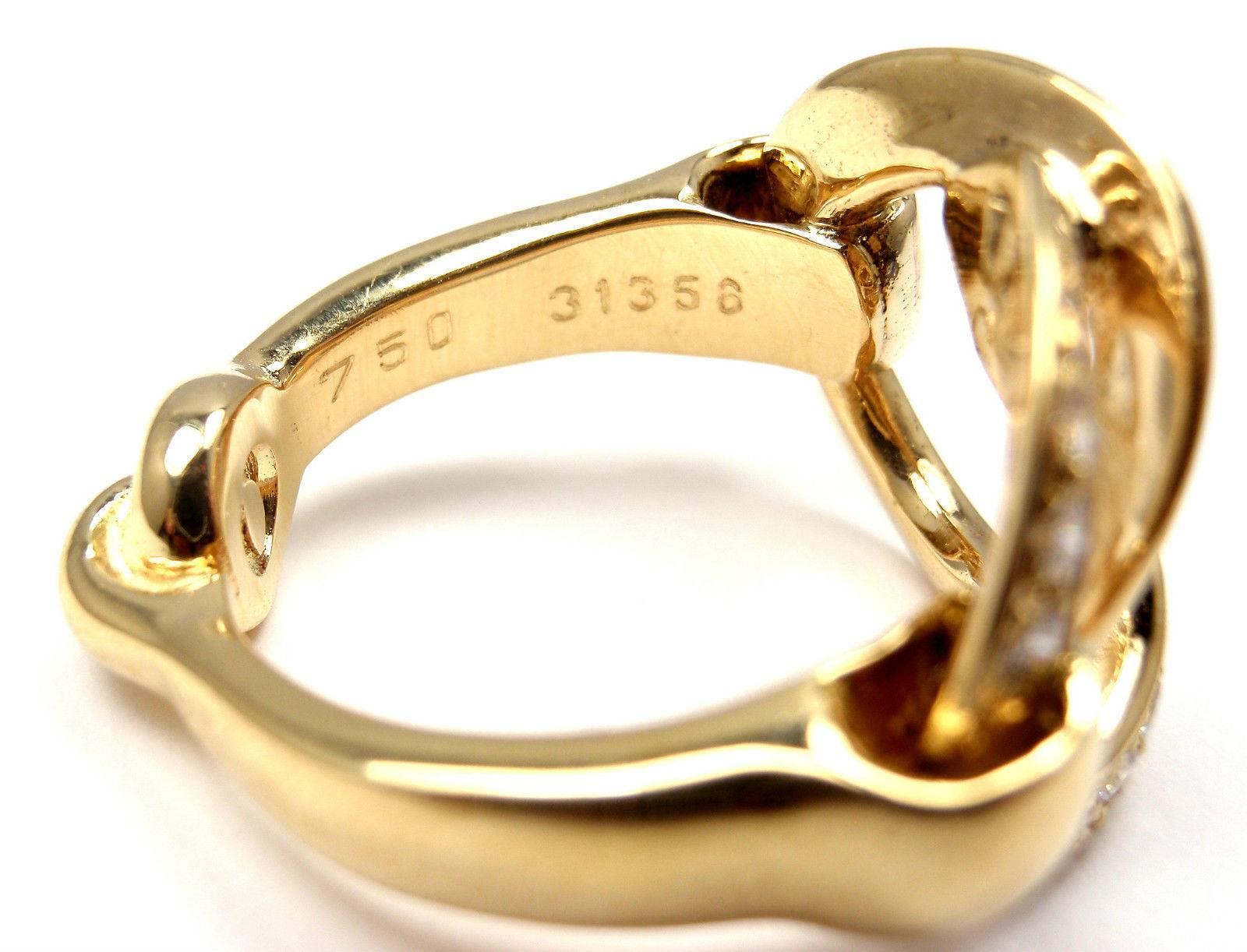Hermes Diamond Large Yellow Gold Ring In New Condition In Holland, PA