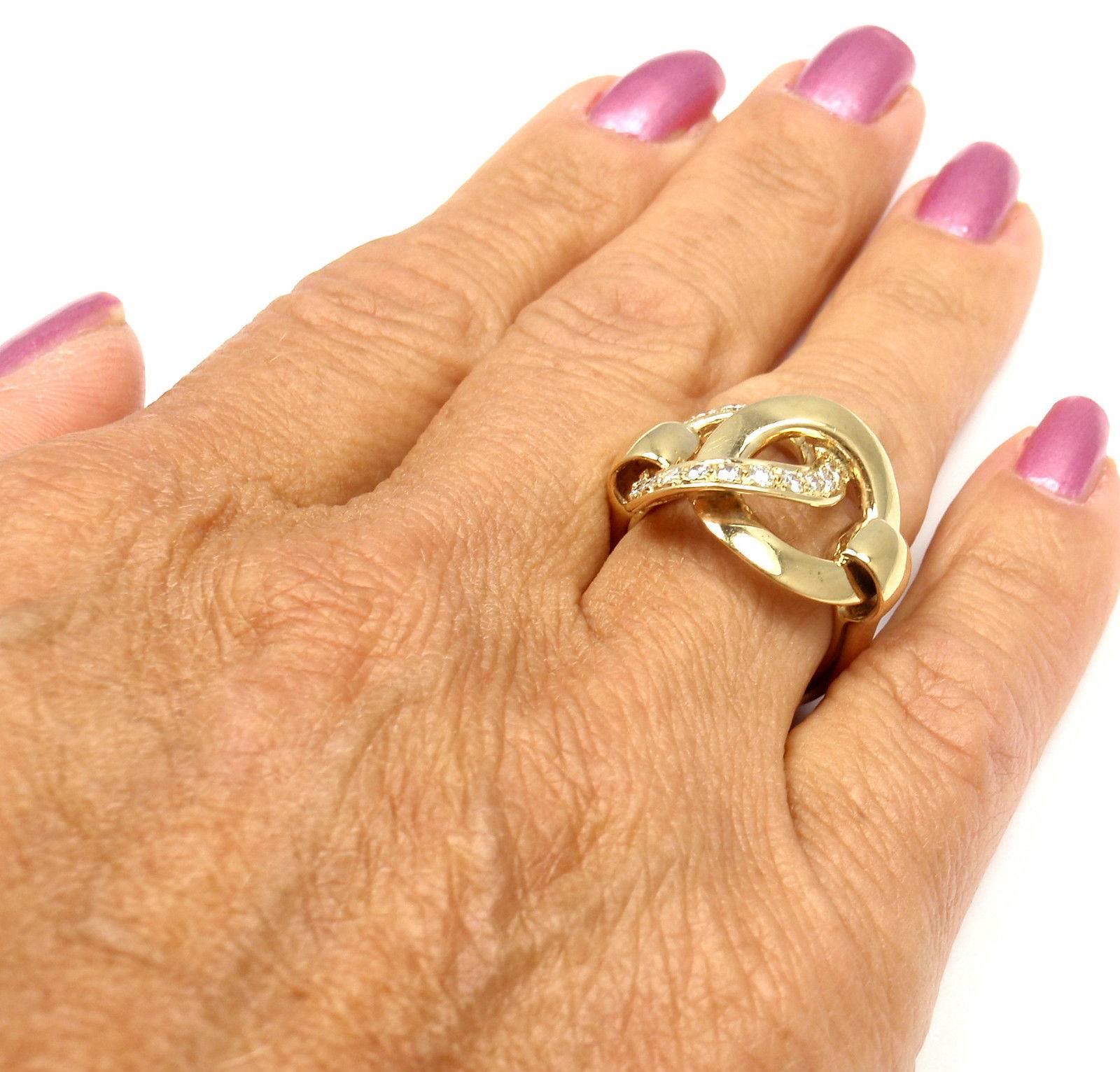 Hermes Diamond Large Yellow Gold Ring 4