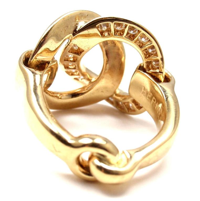 Hermes Diamond Large Yellow Gold Ring at 1stDibs