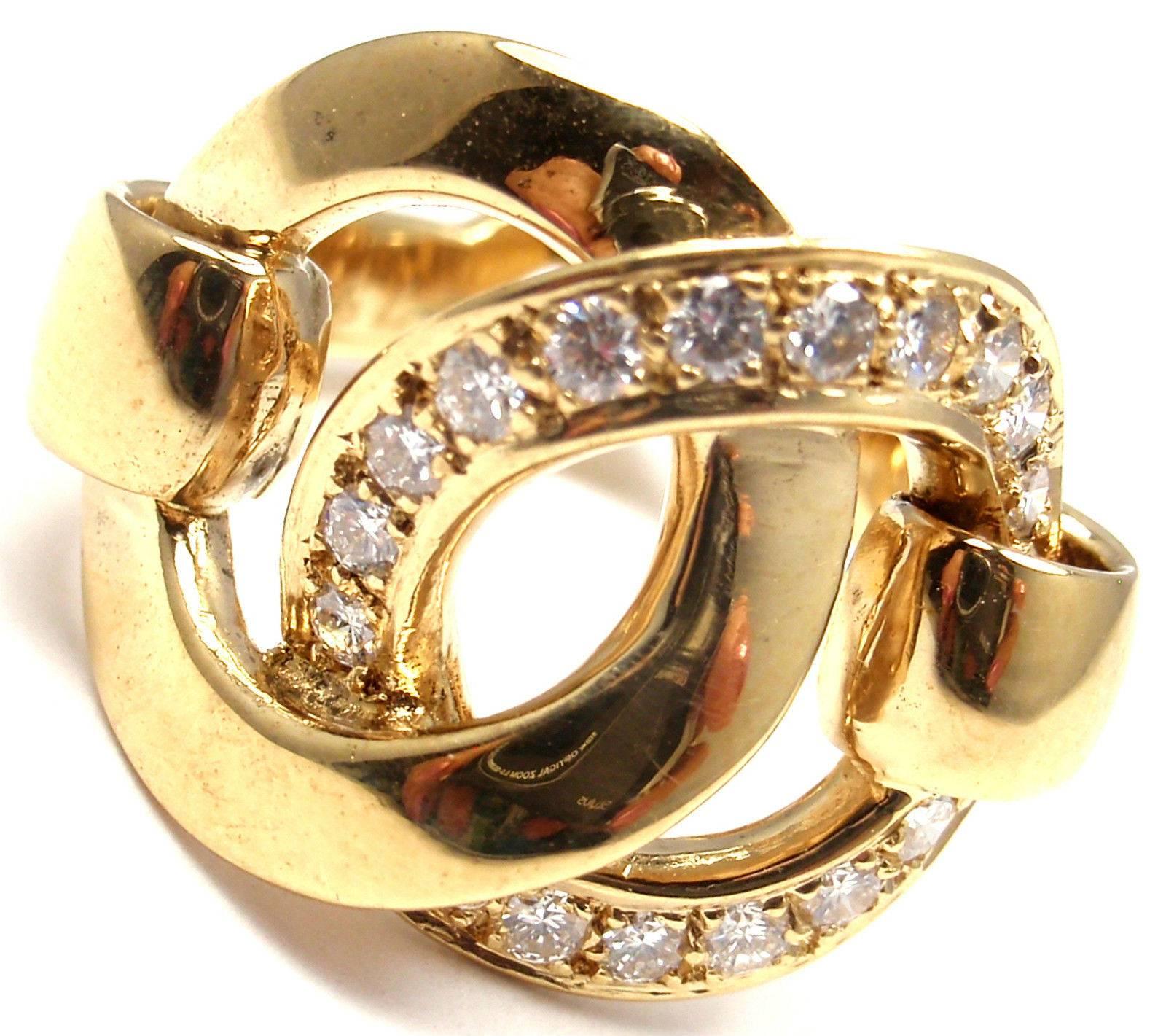 Hermes Diamond Large Yellow Gold Ring 3