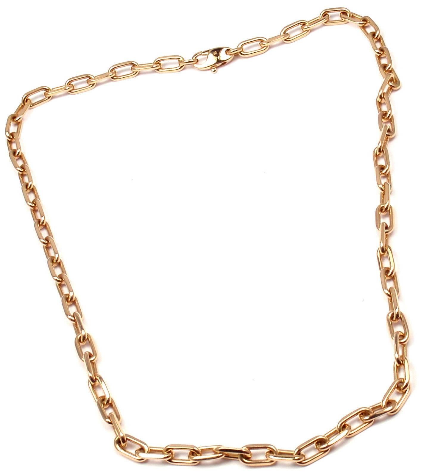 18k Rose Gold Santos-Dumont Link Chain Necklace by Cartier. 
This necklace comes with an original Cartier box.

Details: 
Length: 17