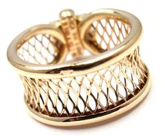 Van Cleef & Arpels Diamond Flower Basket Weave Yellow Gold Ring