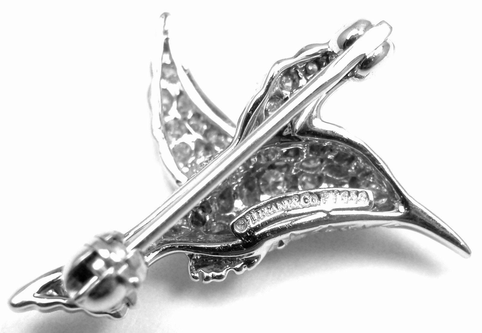 Tiffany & Co. Diamond Platinum Hummingbird Pin Brooch 1