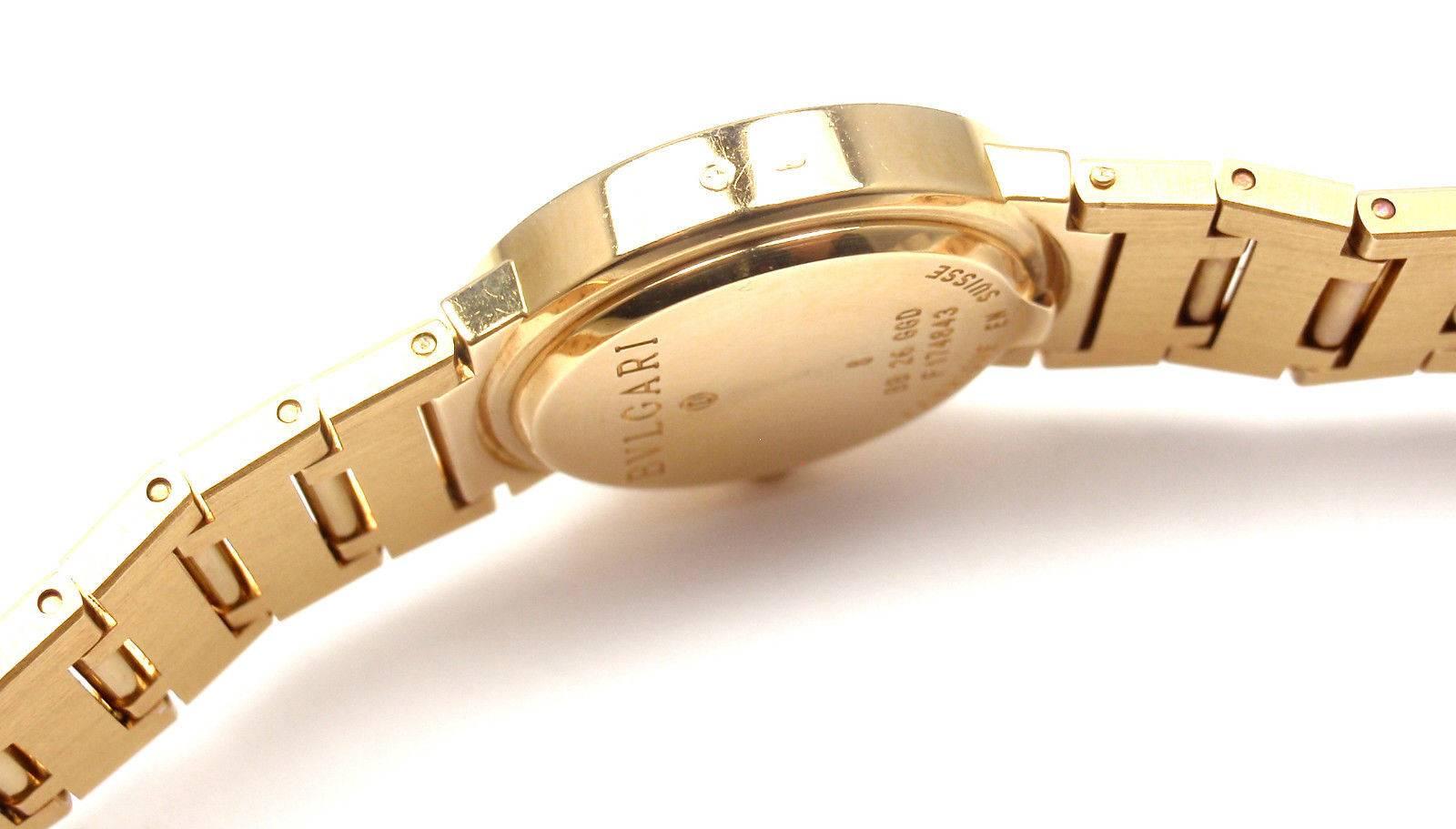 Bulgari Lady's Yellow Gold Diamond Bracelet Quartz Wristwatch Ref BB26GGD In New Condition In Holland, PA