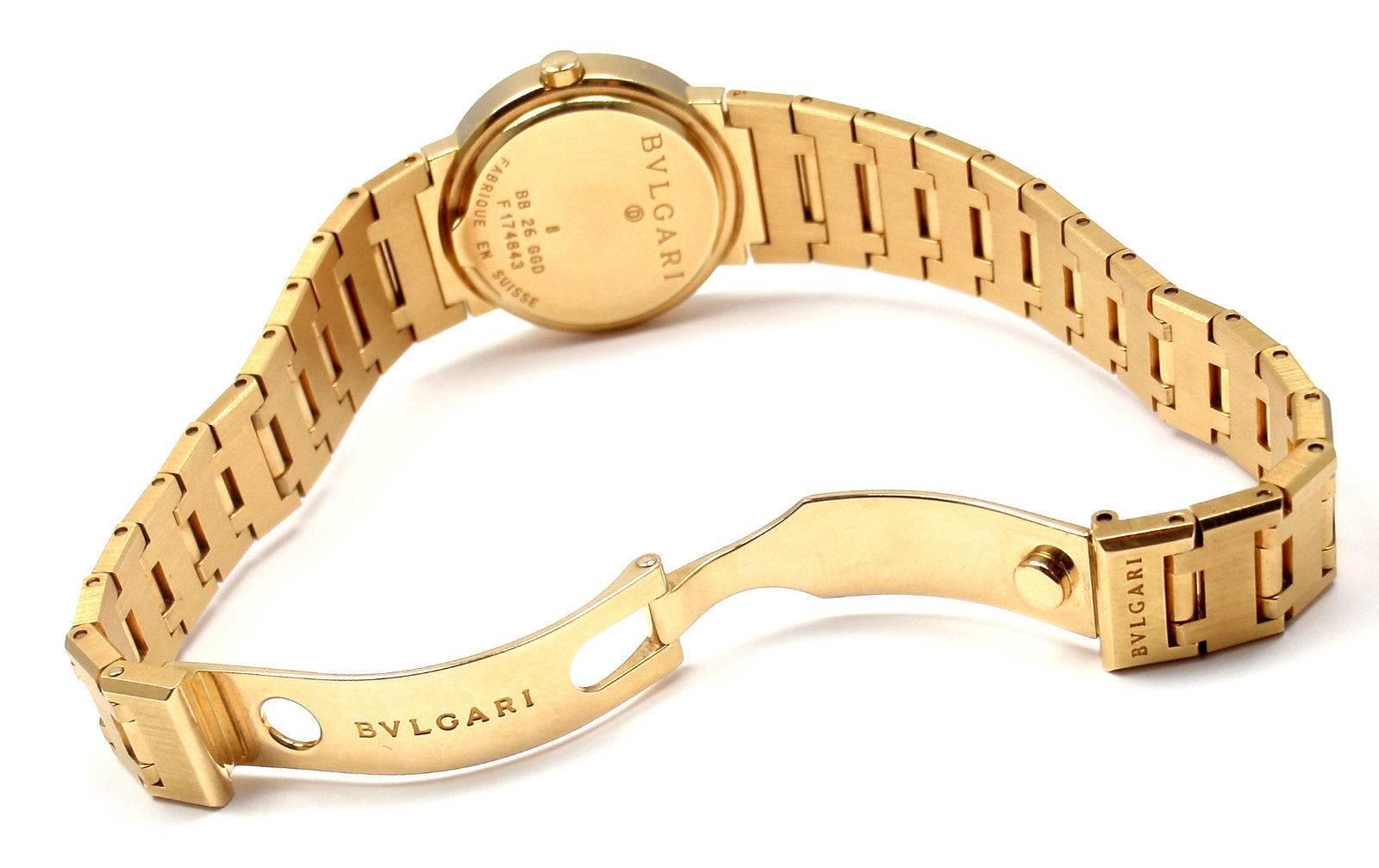 Bulgari Lady's Yellow Gold Diamond Bracelet Quartz Wristwatch Ref BB26GGD 4