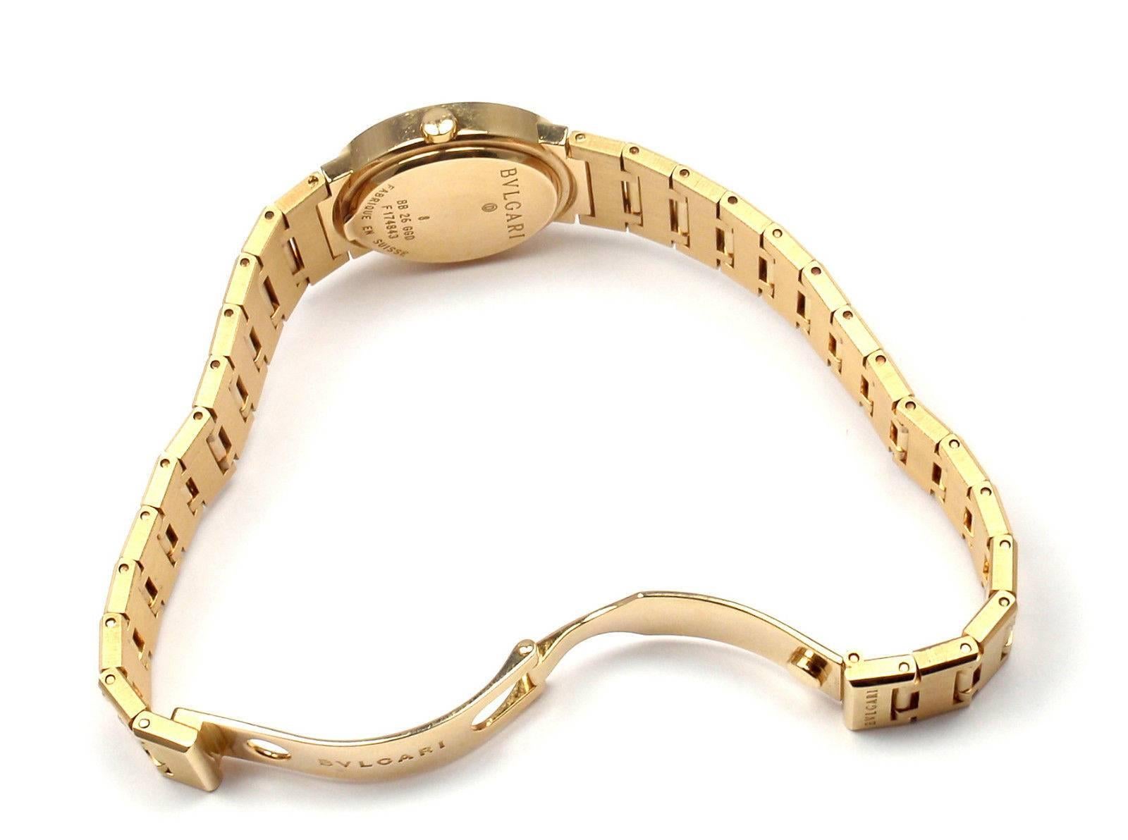 Bulgari Lady's Yellow Gold Diamond Bracelet Quartz Wristwatch Ref BB26GGD 2
