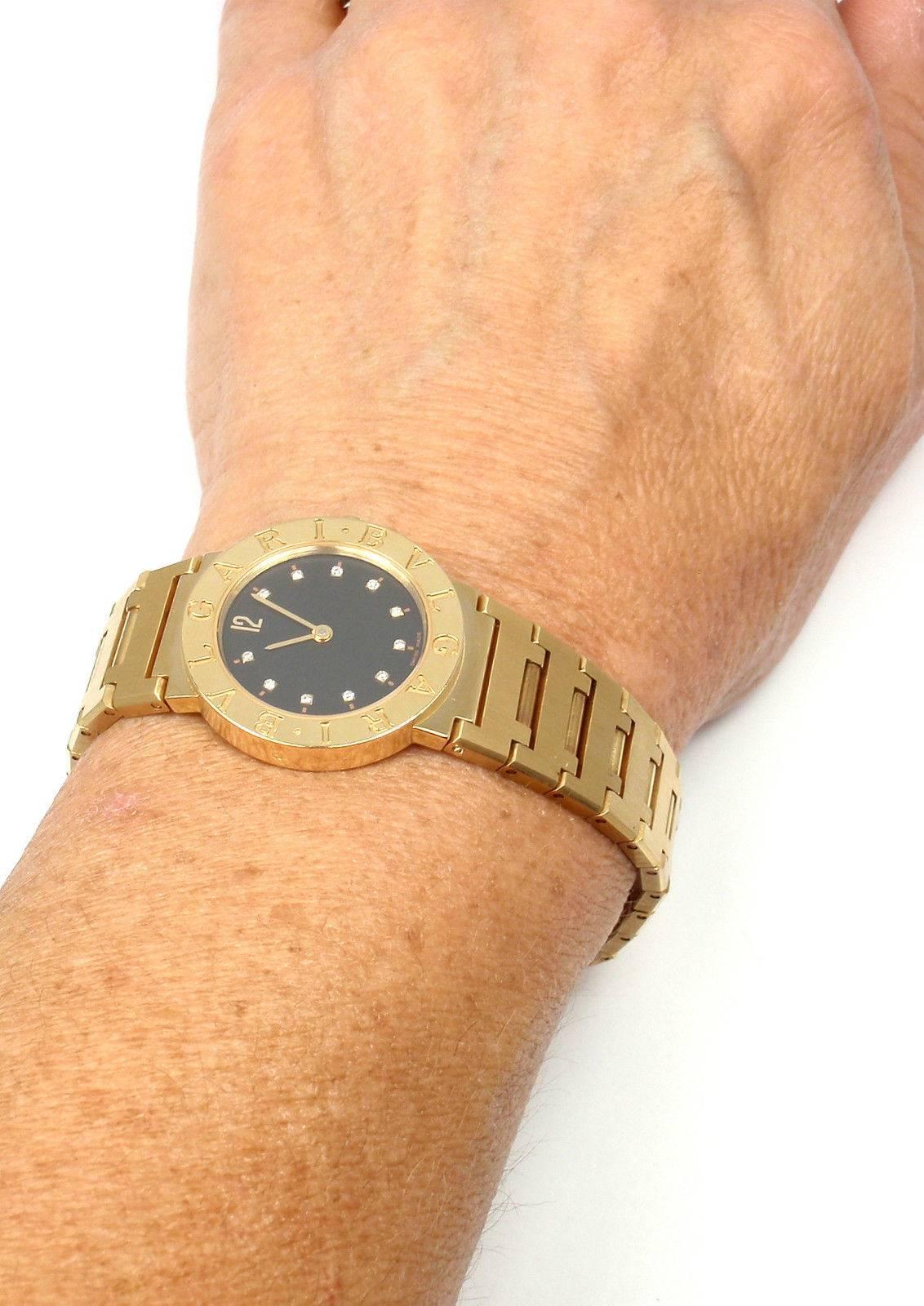Bulgari Lady's Yellow Gold Diamond Bracelet Quartz Wristwatch Ref BB26GGD 5