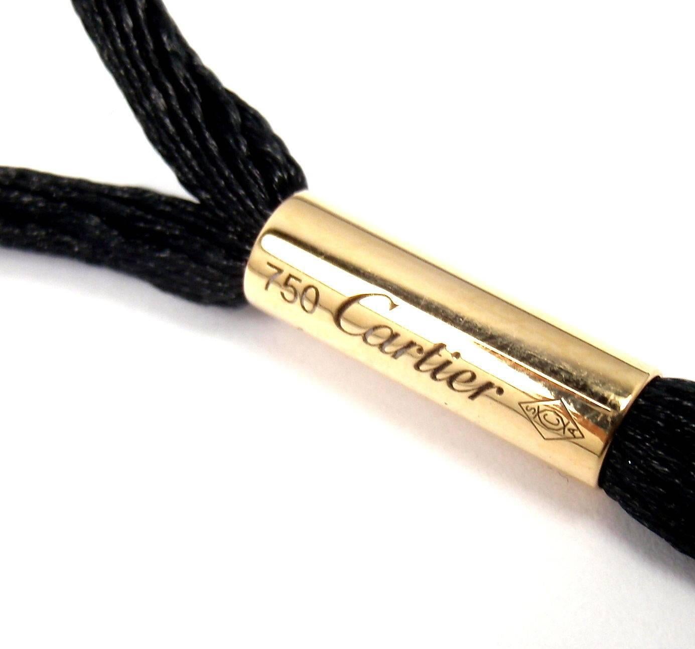 Women's Cartier Trinity Diamond Medium Silk Cord Multi Color Gold Pendant Necklace