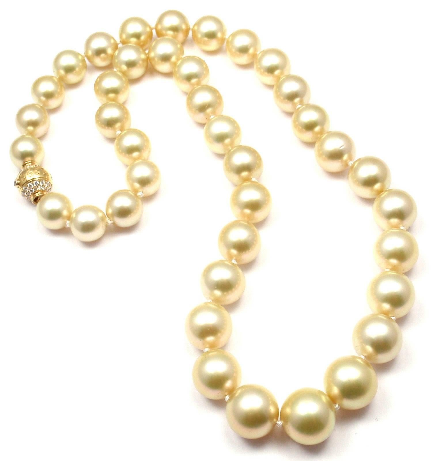 Mikimoto Large Golden South Sea Pearl Diamond Gold Necklace 2