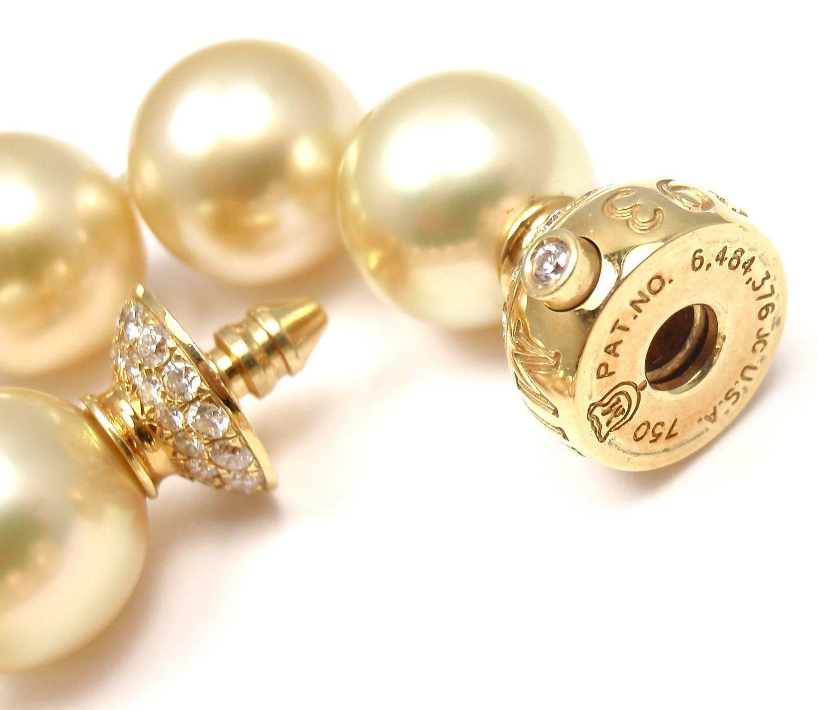 Women's Mikimoto Large Golden South Sea Pearl Diamond Gold Necklace