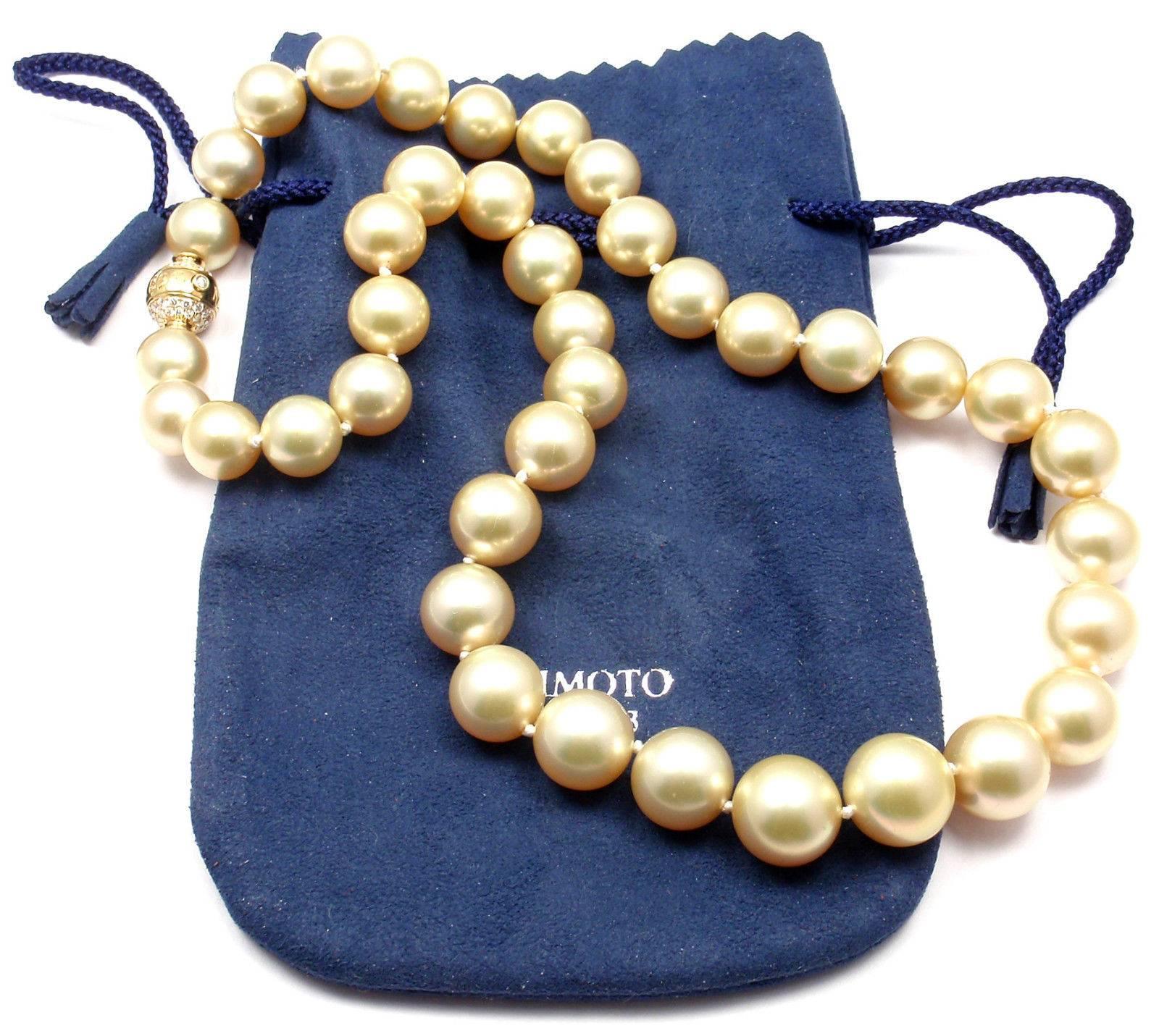 Mikimoto Large Golden South Sea Pearl Diamond Gold Necklace 1