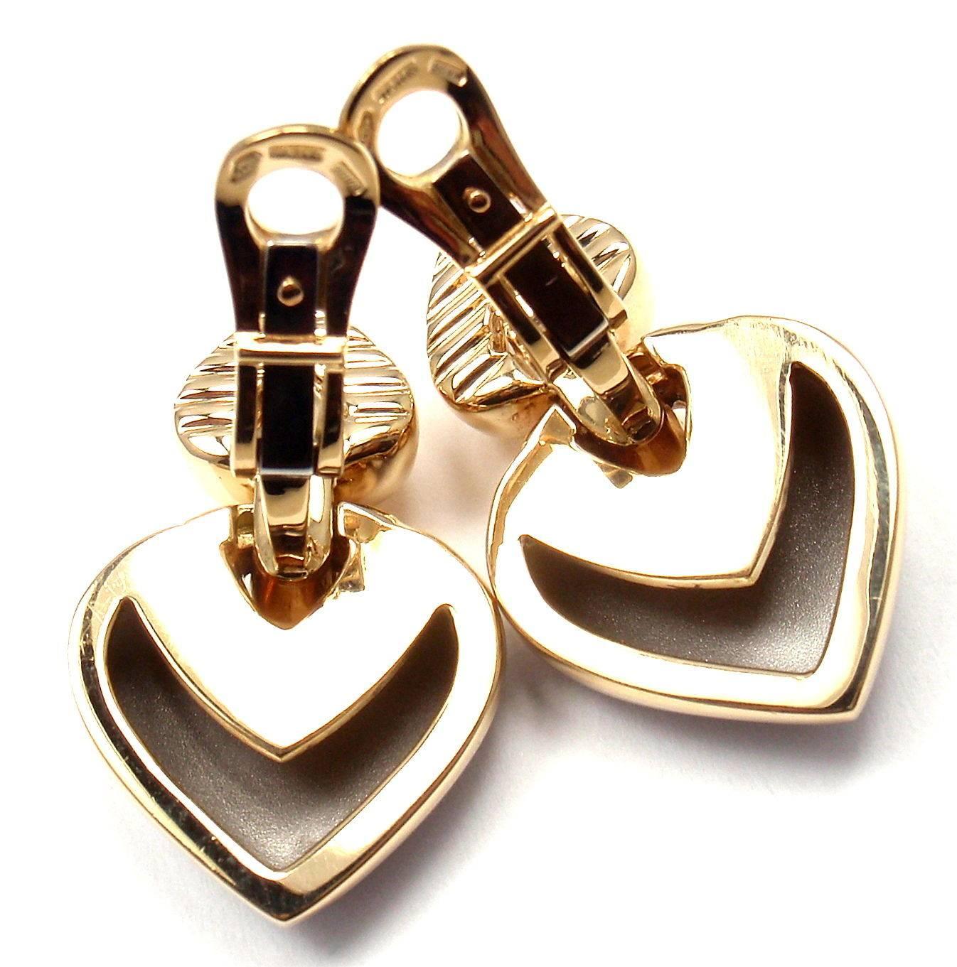 Bulgari Doppio Heart Two Color Gold Drop Earrings 4