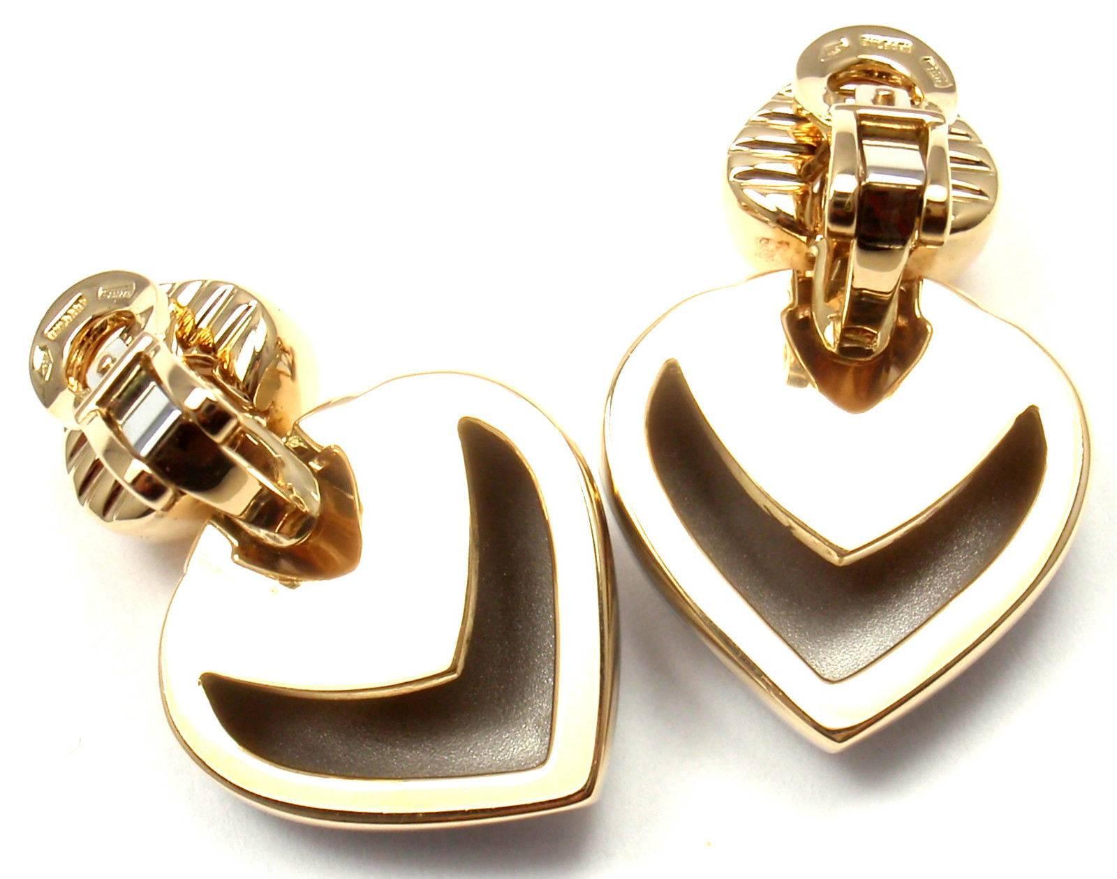Bulgari Doppio Heart Two Color Gold Drop Earrings 5