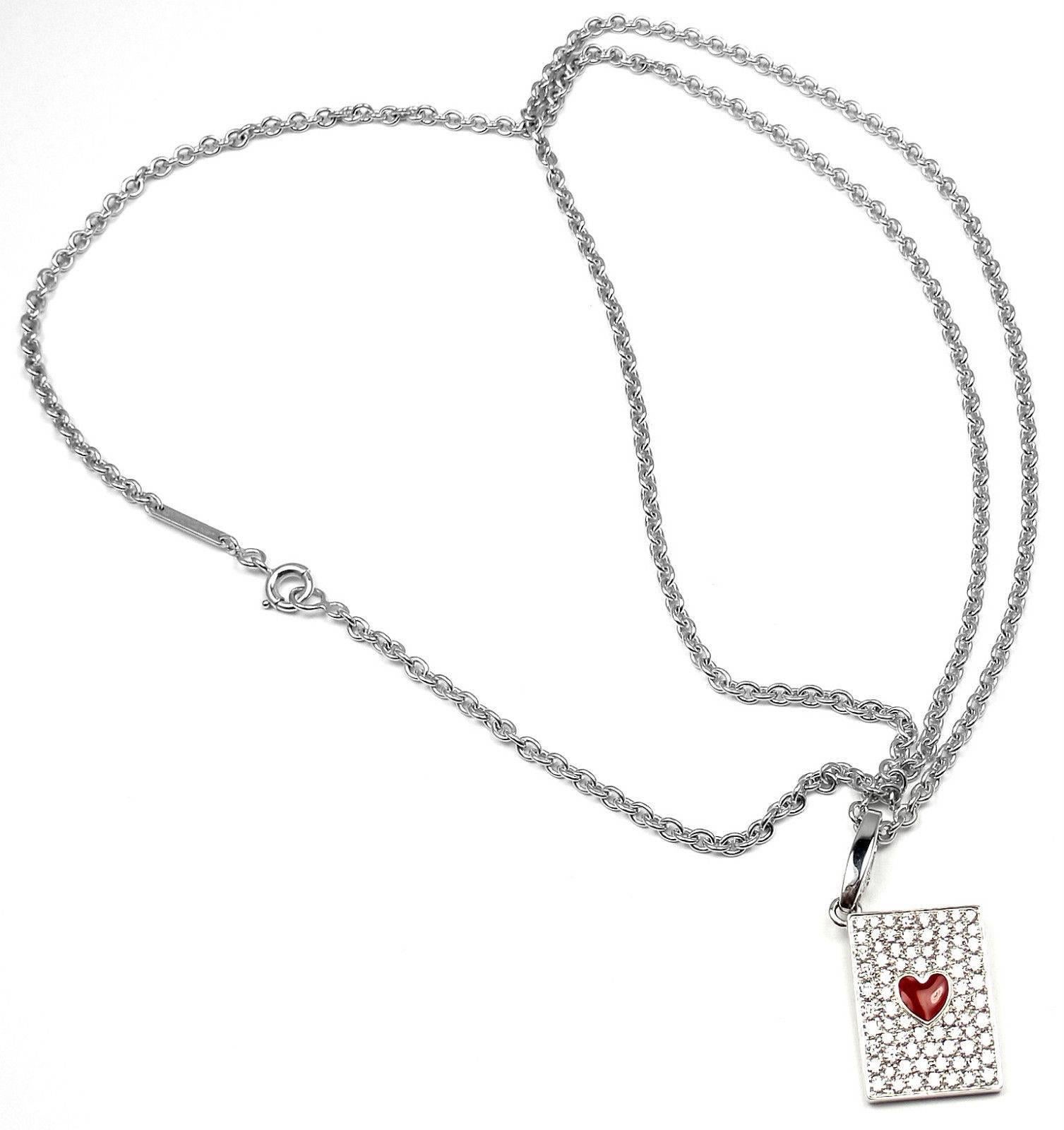 Cartier Diamond Ace Of Hearts Card Gold Pendant Necklace 1
